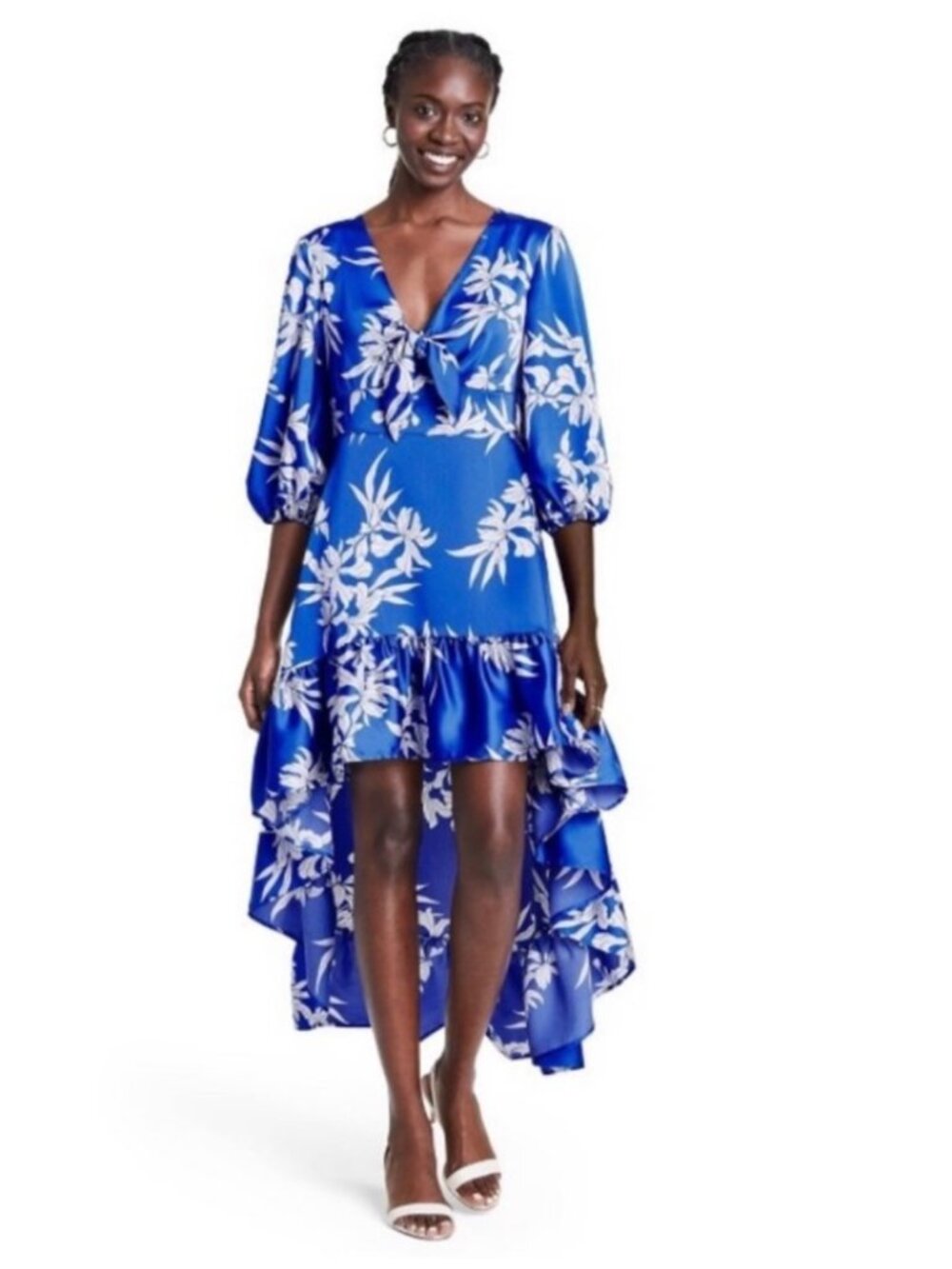 ALEXIS x Target Blue Floral Tie-Front High-Low Dress Size M - Picture 9 of 16